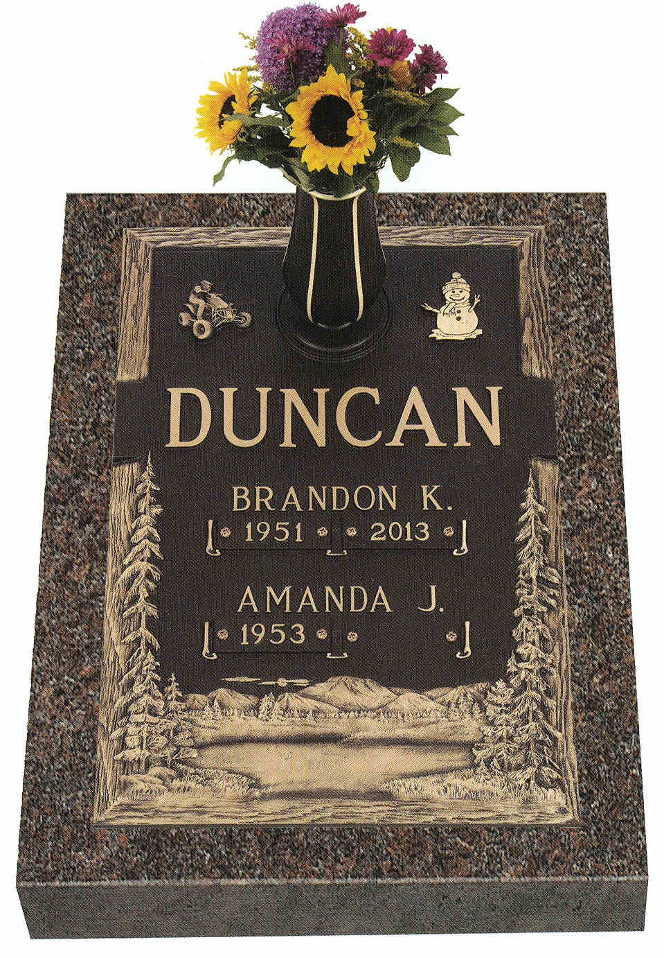 Burleson Monuments, Double Interment Grave Marker Designs, www.burlesonmonuments.com